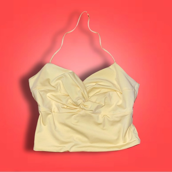 BRAND NEW OH POLLY TWIST KNOT HALTER TOP IN YELLOW - Picture 1 of 7